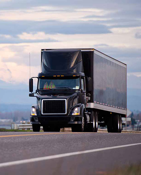 Black commercial delivery truck